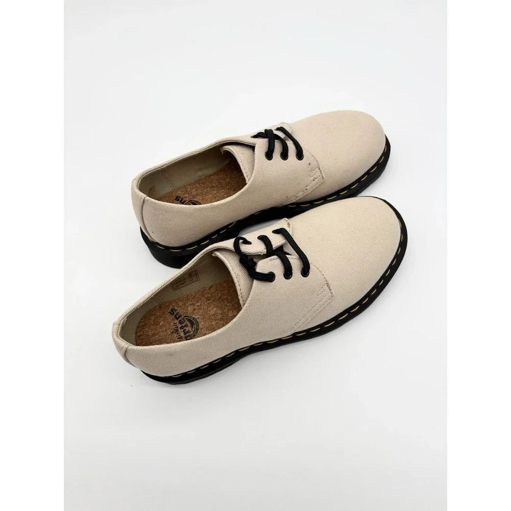DR MARTENS 1461 Natural Canvas Casual Oxford Shoes Warm Sand Men's 7 Women's 8